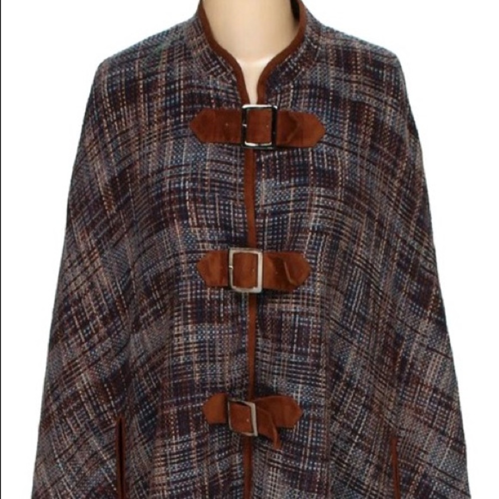 Anne Carson Fall Trend Tweed Silk Cape Poncho Coat